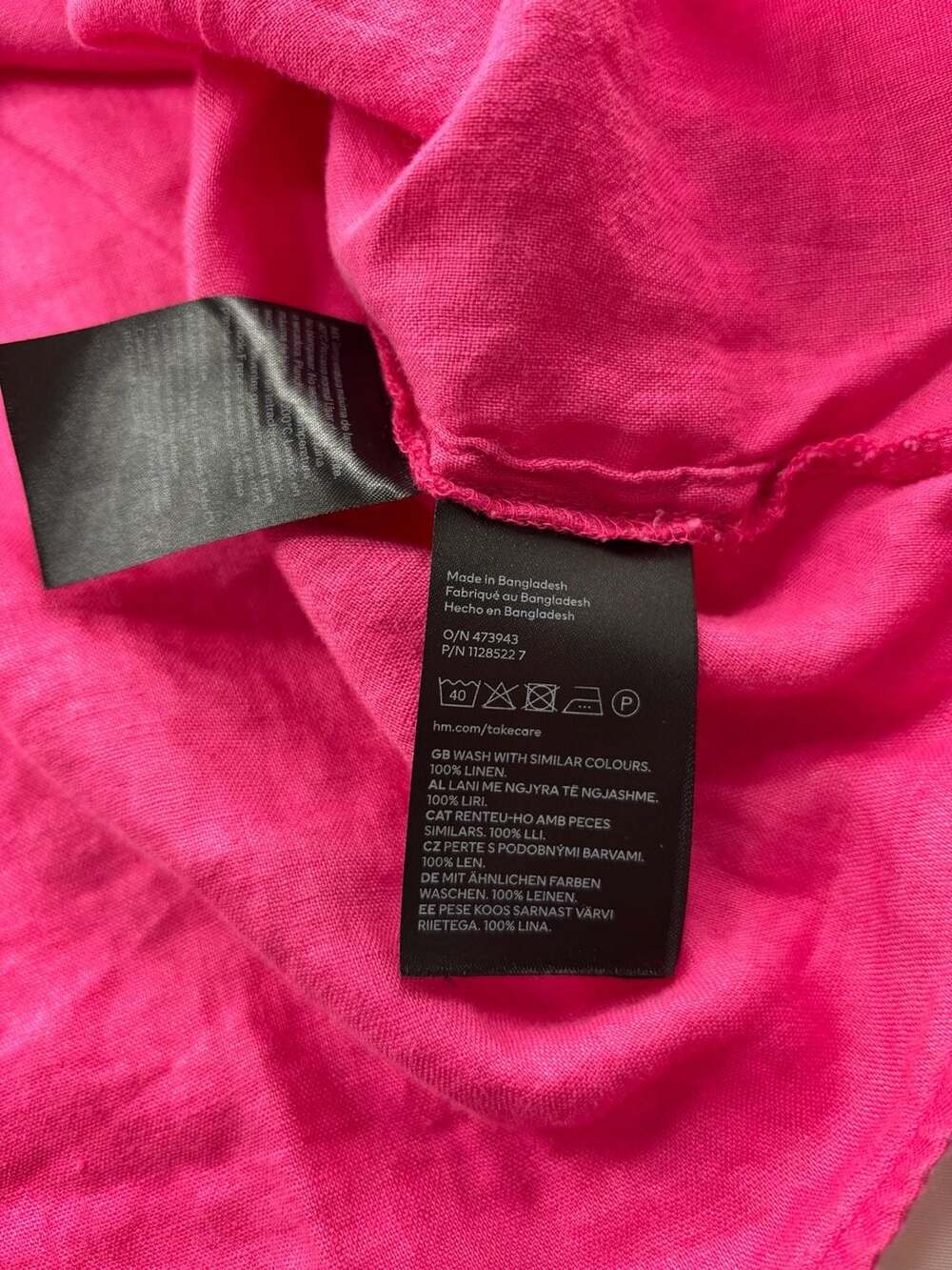 H&M Women's Hot Pink Linen Blend Button Down Shirt - Picture 8 of 8